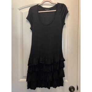 Banana Republic Women’s Scoop Neck Ruffle Layered Soft Casual Dress Size S Black